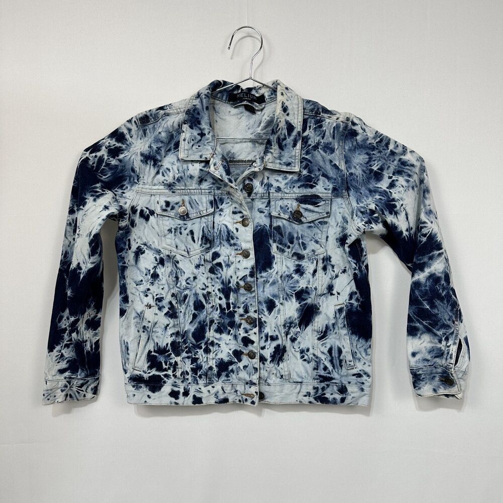 Helium London Woman’s Size Medium Casual Long Sleeve denim Jean Jacket Bleach